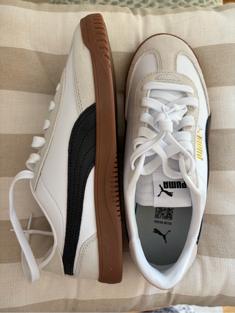 Puma White, Black & Brown Retro Court Sneakers
